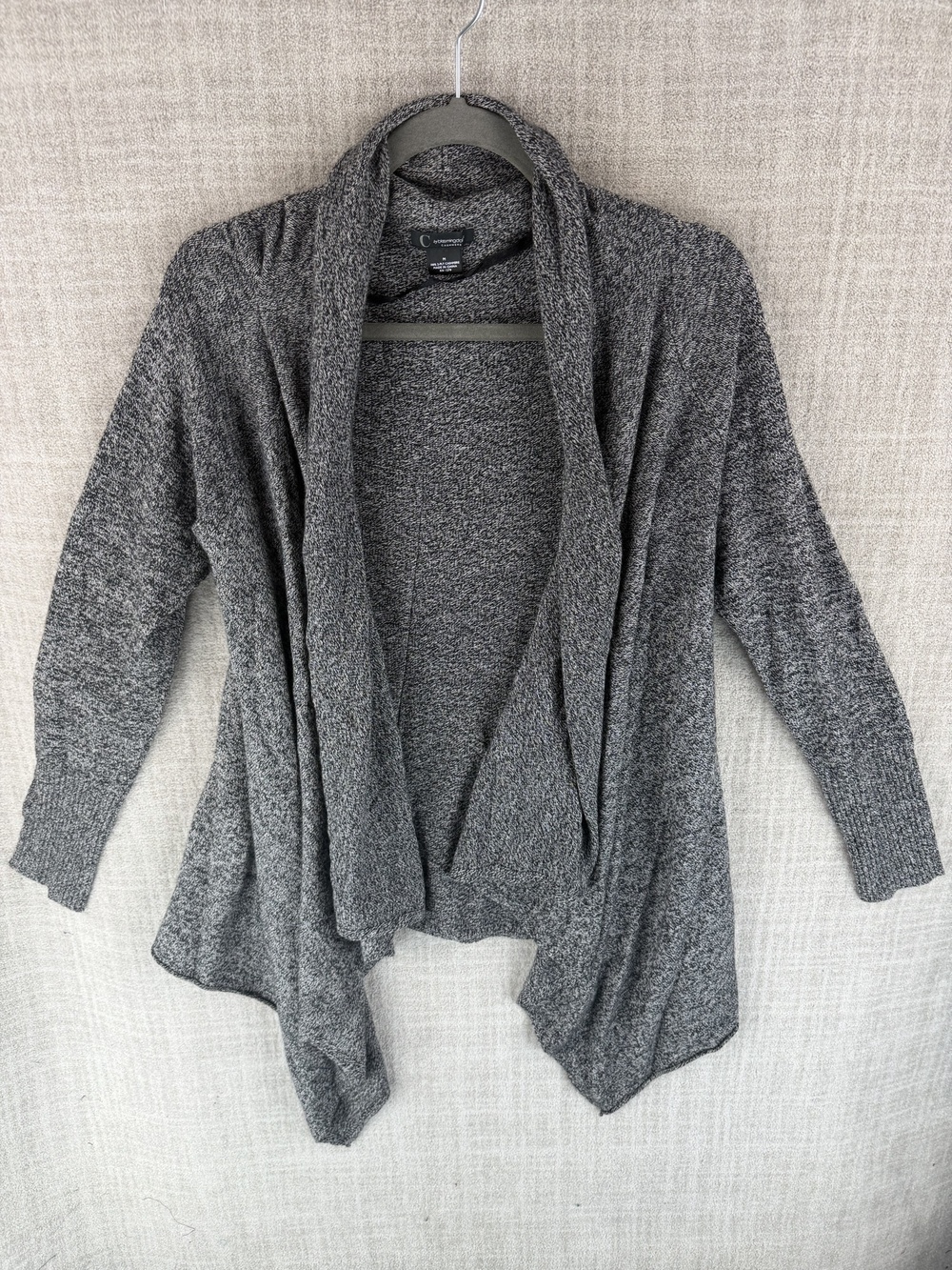 C By Bloomingdales Sweater Womens M Gray Cardigan Open Lightweight Cashmere